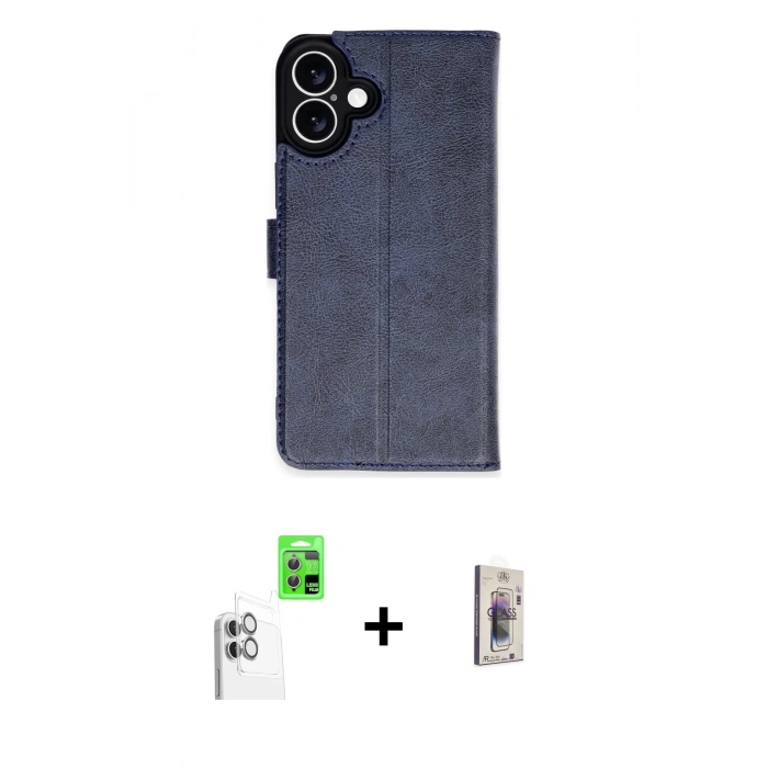 MARSİLYAN™- iPhone 16 Plus Kılıf Siluet Işık Serisi - Siyah Bilvis 3D Cam Ekran Koruyucu + Raze Metal Kamera Lens - BZ