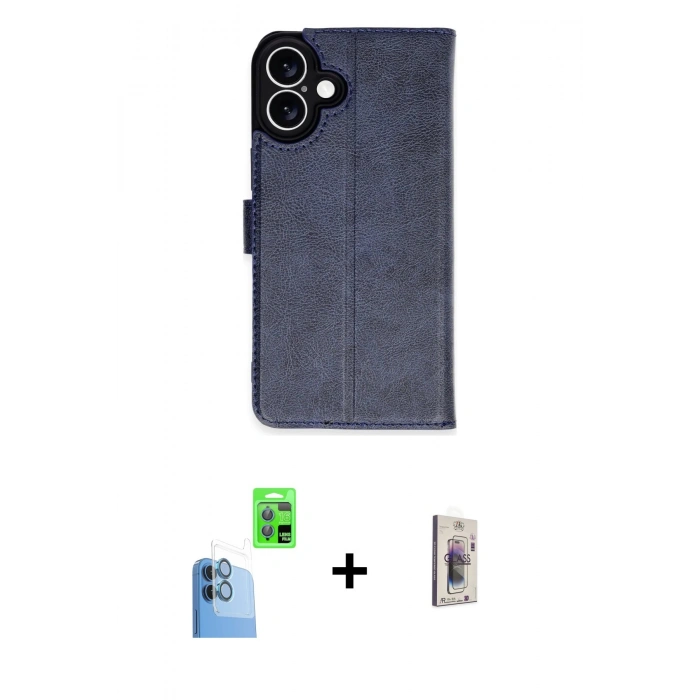 MARSİLYAN™- iPhone 16 Plus Kılıf Siluet Işık Serisi - Siyah Bilvis 3D Cam Ekran Koruyucu + Raze Metal Kamera Lens - LT