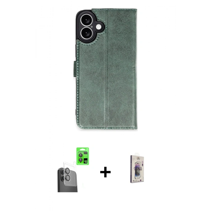 MARSİLYAN™- iPhone 16 Plus Kılıf Siluet Işık Serisi - Siyah Bilvis 3D Cam Ekran Koruyucu + Raze Metal Kamera Lens - SH