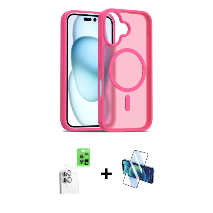 MARSİLYAN™- iPhone 16 Plus Kılıf Siluet Minimal Prime - Siyah 3D Antistatik Cam Ekran Koruyucu + Raze Metal Kamera Lens - BZ