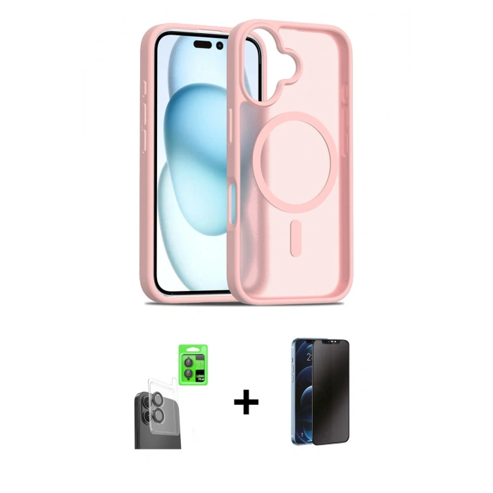 MARSİLYAN™- iPhone 16 Plus Kılıf Siluet Minimal Prime - Siyah 3D Antistatik Hayalet Cam Ekran Koruyucu + Raze Metal Kamera Lens - SH