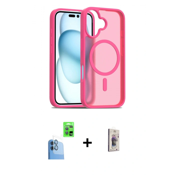MARSİLYAN™- iPhone 16 Plus Kılıf Siluet Minimal Prime - Siyah Bilvis 3D Cam Ekran Koruyucu + Raze Metal Kamera Lens - LT