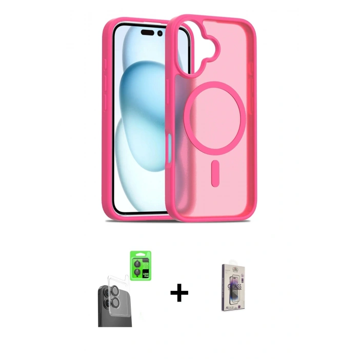 MARSİLYAN™- iPhone 16 Plus Kılıf Siluet Minimal Prime - Siyah Bilvis 3D Cam Ekran Koruyucu + Raze Metal Kamera Lens - SH