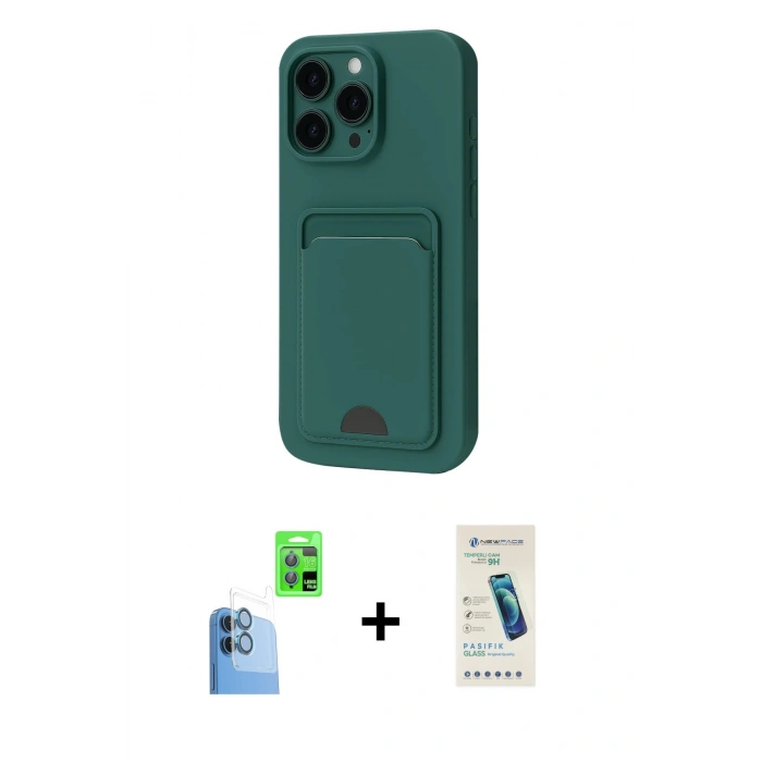 MARSİLYAN™- iPhone 16 Plus Kılıf Vadi Çizgi Prime - Şeffaf Pasifik Cam Ekran Koruyucu + Raze Metal Kamera Lens - LT