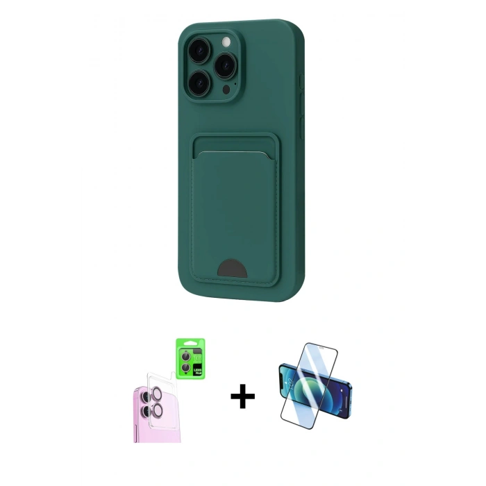 MARSİLYAN™- iPhone 16 Plus Kılıf Vadi Çizgi Prime - Siyah 3D Antistatik Cam Ekran Koruyucu + Raze Metal Kamera Lens - PE