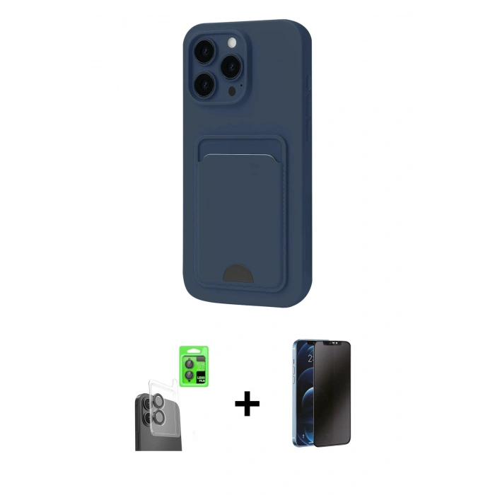 MARSİLYAN™- iPhone 16 Plus Kılıf Vadi Çizgi Prime - Siyah 3D Antistatik Hayalet Cam Ekran Koruyucu + Raze Metal Kamera Lens - SH