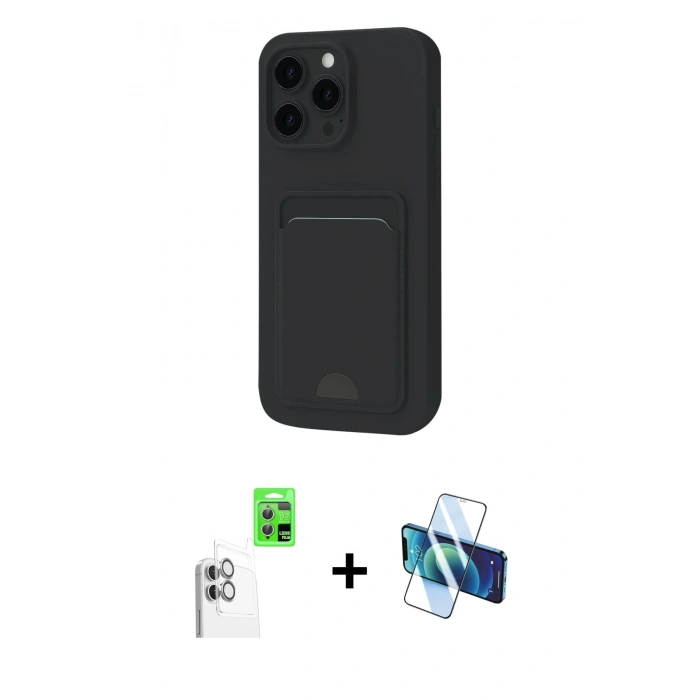 MARSİLYAN™- iPhone 16 Plus Kılıf Vadi Çizgi Prime - Siyah 3D Antistatik Seramik Nano Ekran Koruyucu + Raze Metal Kamera Lens - BZ