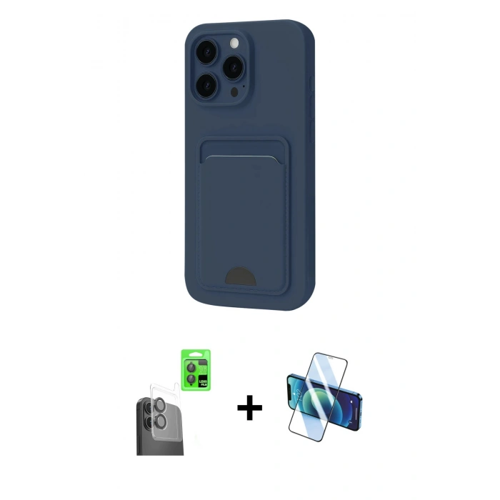 MARSİLYAN™- iPhone 16 Plus Kılıf Vadi Çizgi Prime - Siyah 3D Antistatik Seramik Nano Ekran Koruyucu + Raze Metal Kamera Lens - SH