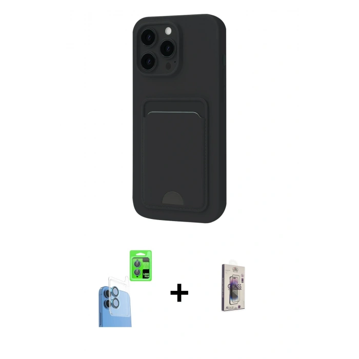 MARSİLYAN™- iPhone 16 Plus Kılıf Vadi Çizgi Prime - Siyah Bilvis 3D Cam Ekran Koruyucu + Raze Metal Kamera Lens - LT