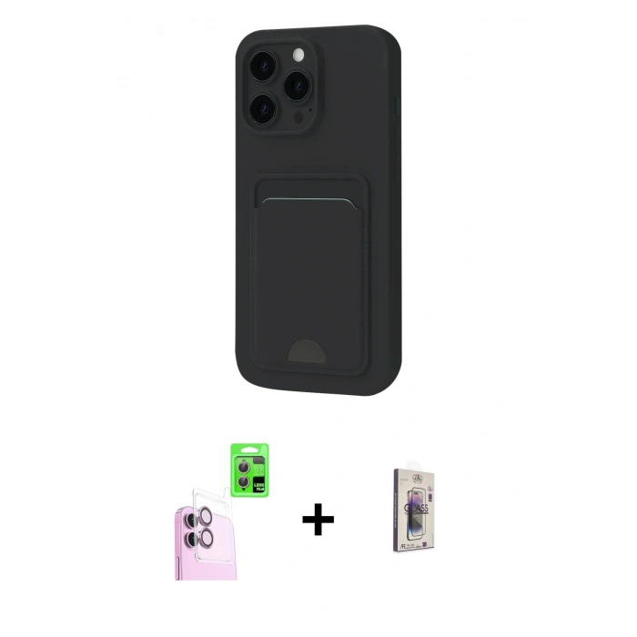 MARSİLYAN™- iPhone 16 Plus Kılıf Vadi Çizgi Prime - Siyah Bilvis 3D Cam Ekran Koruyucu + Raze Metal Kamera Lens - PE