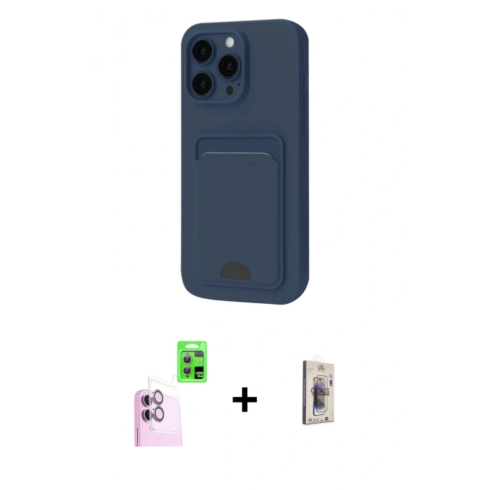 MARSİLYAN™- iPhone 16 Plus Kılıf Vadi Çizgi Prime - Siyah Bilvis 3D Cam Ekran Koruyucu + Raze Metal Kamera Lens - PE