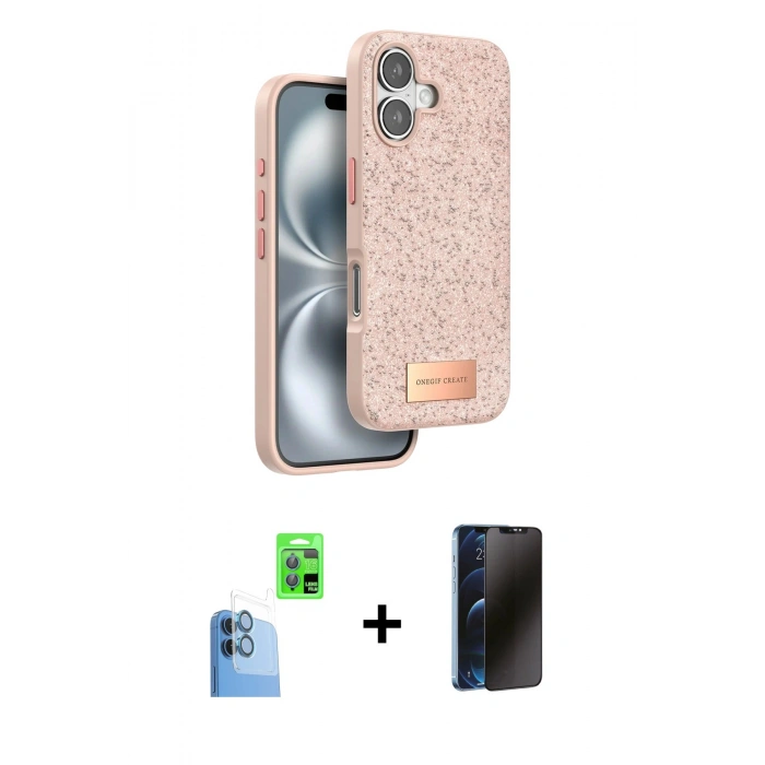 MARSİLYAN™- iPhone 16 Plus Kılıf Vadi Klasik Serisi - Siyah 3D Antistatik Hayalet Cam Ekran Koruyucu + Raze Metal Kamera Lens - LT