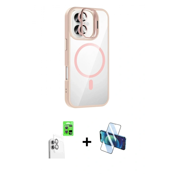 MARSİLYAN™- iPhone 16 Plus Kılıf Yadigar Asil Koleksiyonu - Siyah 3D Antistatik Cam Ekran Koruyucu + Raze Metal Kamera Lens - BZ