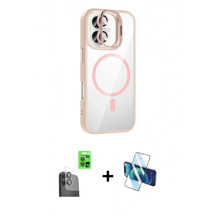MARSİLYAN™- iPhone 16 Plus Kılıf Yadigar Asil Koleksiyonu - Siyah 3D Antistatik Seramik Nano Ekran Koruyucu + Raze Metal Kamera Lens - SH