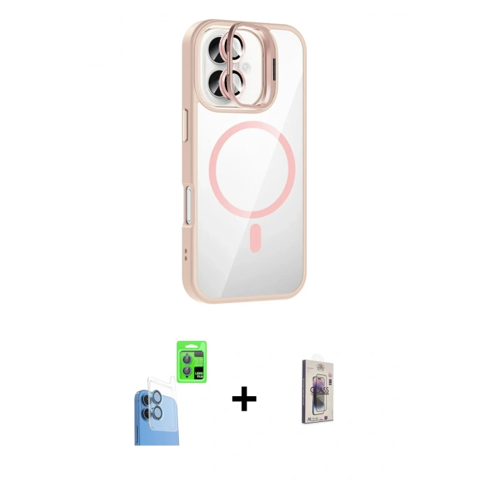 MARSİLYAN™- iPhone 16 Plus Kılıf Yadigar Asil Koleksiyonu - Siyah Bilvis 3D Cam Ekran Koruyucu + Lacivert Raze Metal Kamera Lens