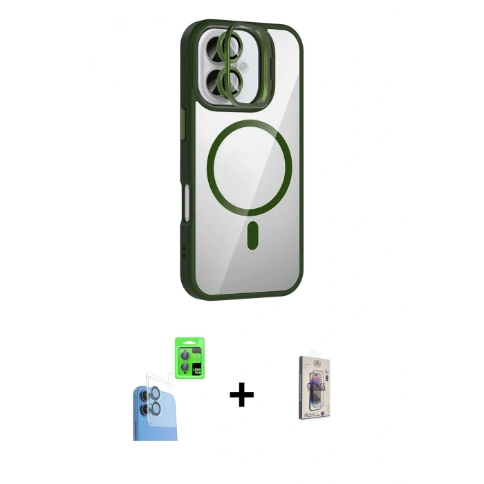 MARSİLYAN™- iPhone 16 Plus Kılıf Yadigar Asil Koleksiyonu - Siyah Bilvis 3D Cam Ekran Koruyucu + Lacivert Raze Metal Kamera Lens