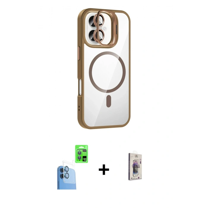 MARSİLYAN™- iPhone 16 Plus Kılıf Yadigar Asil Koleksiyonu - Siyah Bilvis 3D Cam Ekran Koruyucu + Lacivert Raze Metal Kamera Lens