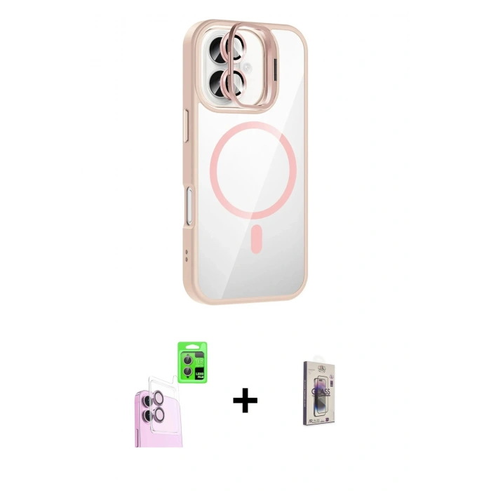MARSİLYAN™- iPhone 16 Plus Kılıf Yadigar Asil Koleksiyonu - Siyah Bilvis 3D Cam Ekran Koruyucu + Raze Metal Kamera Lens - PE