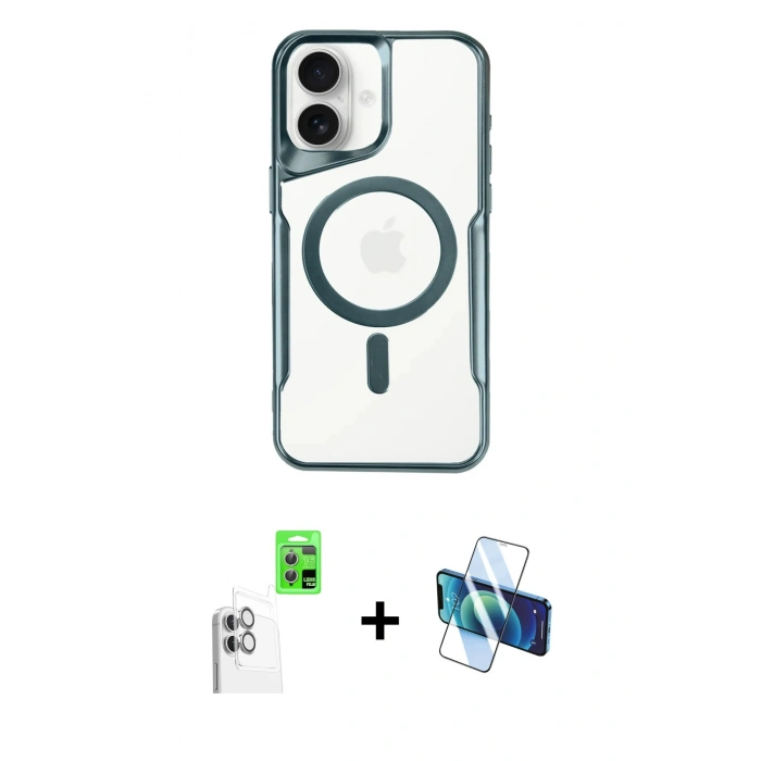 MARSİLYAN™- iPhone 16 Plus Kılıf Yadigar Klasik Özel Seri - Siyah 3D Antistatik Seramik Nano Ekran Koruyucu + Raze Metal Kamera Lens - BZ