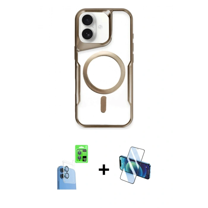 MARSİLYAN™- iPhone 16 Plus Kılıf Yadigar Klasik Özel Seri - Siyah 3D Antistatik Seramik Nano Ekran Koruyucu + Raze Metal Kamera Lens - LT