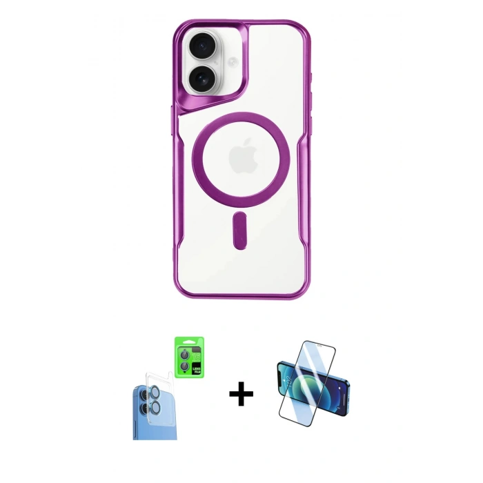 MARSİLYAN™- iPhone 16 Plus Kılıf Yadigar Klasik Özel Seri - Siyah 3D Antistatik Seramik Nano Ekran Koruyucu + Raze Metal Kamera Lens - LT
