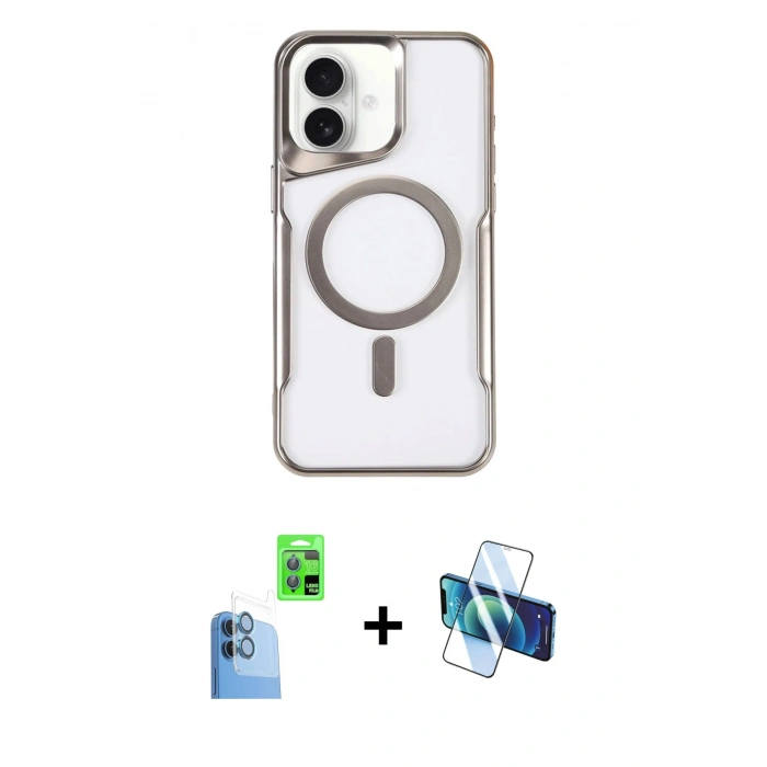 MARSİLYAN™- iPhone 16 Plus Kılıf Yadigar Klasik Özel Seri - Siyah 3D Antistatik Seramik Nano Ekran Koruyucu + Raze Metal Kamera Lens - LT