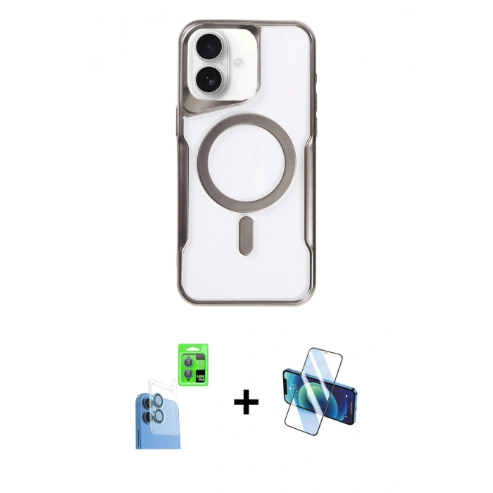 MARSİLYAN™- iPhone 16 Plus Kılıf Yadigar Klasik Özel Seri - Siyah 3D Antistatik Seramik Nano Ekran Koruyucu + Raze Metal Kamera Lens - LT