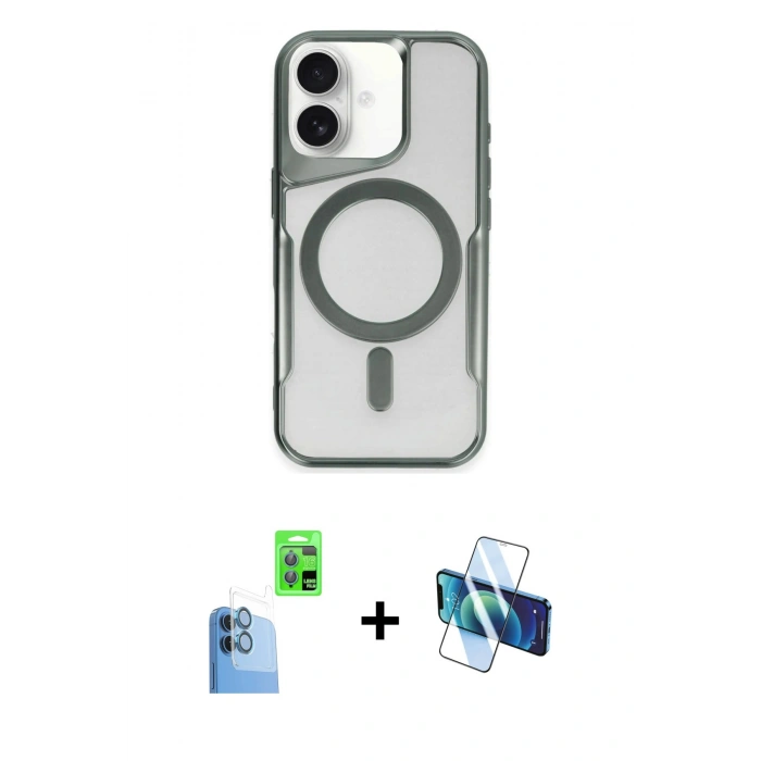 MARSİLYAN™- iPhone 16 Plus Kılıf Yadigar Klasik Özel Seri - Siyah 3D Antistatik Seramik Nano Ekran Koruyucu + Raze Metal Kamera Lens - LT