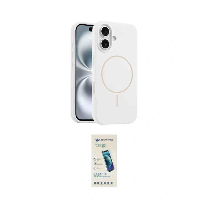 MARSİLYAN™- iPhone 16 Plus Kılıf Yankı Form Serisi - Şeffaf Pasifik Cam Ekran Koruyucu