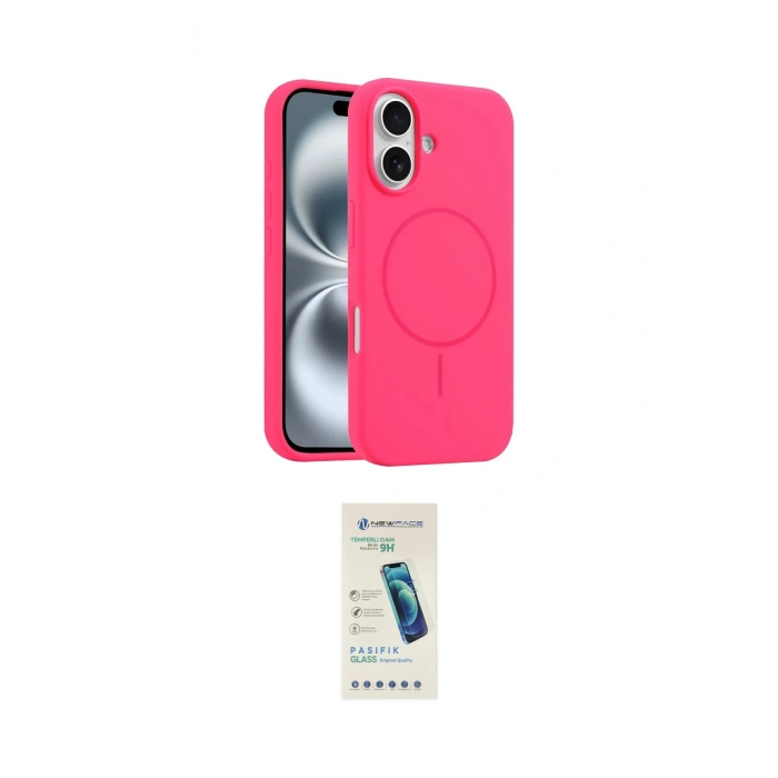MARSİLYAN™- iPhone 16 Plus Kılıf Yankı Form Serisi - Şeffaf Pasifik Cam Ekran Koruyucu