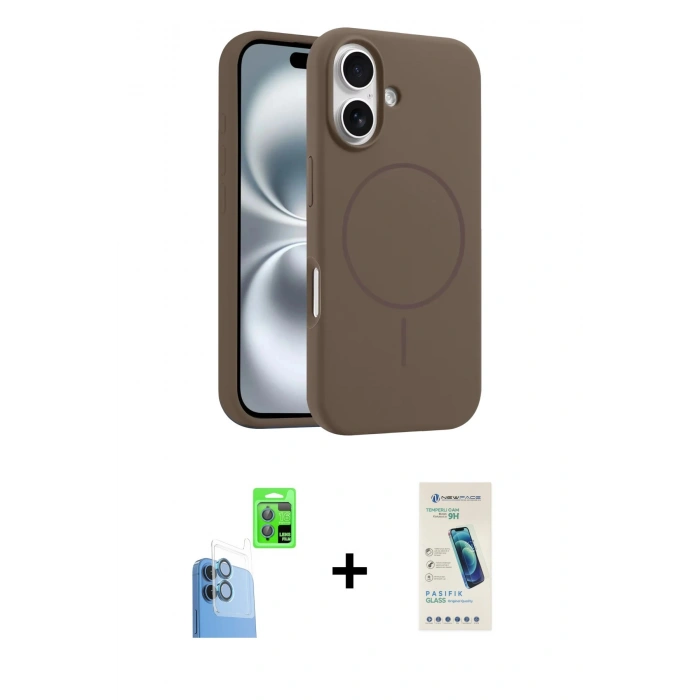 MARSİLYAN™- iPhone 16 Plus Kılıf Yankı Form Serisi - Şeffaf Pasifik Cam Ekran Koruyucu + Raze Metal Kamera Lens - LT