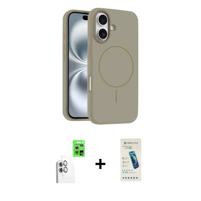 MARSİLYAN™- iPhone 16 Plus Kılıf Yankı Form Serisi - Şeffaf Pasifik Cam Ekran Koruyucu + Raze Metal Kamera Lens - BZ