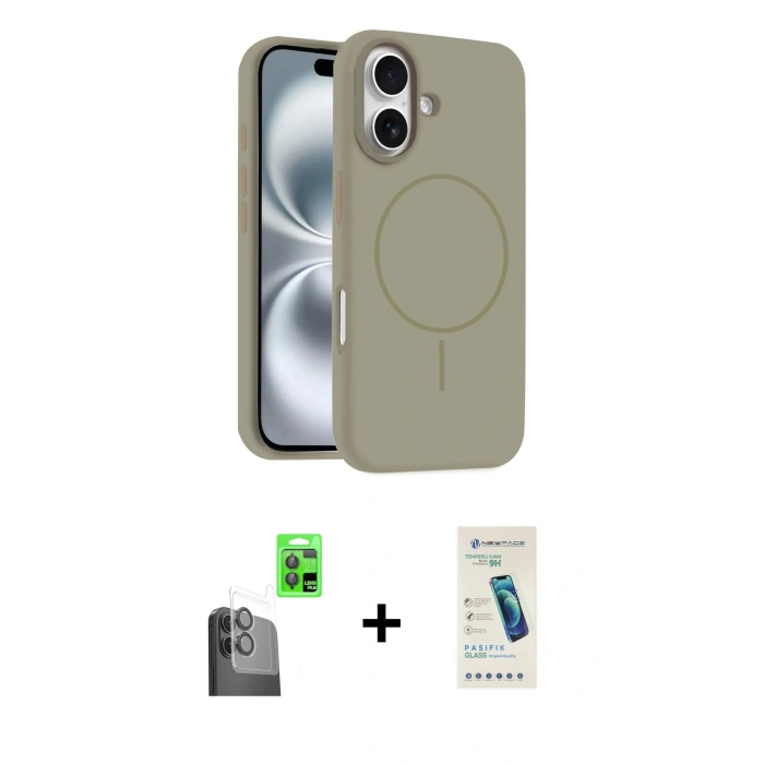 MARSİLYAN™- iPhone 16 Plus Kılıf Yankı Form Serisi - Şeffaf Pasifik Cam Ekran Koruyucu + Raze Metal Kamera Lens - SH