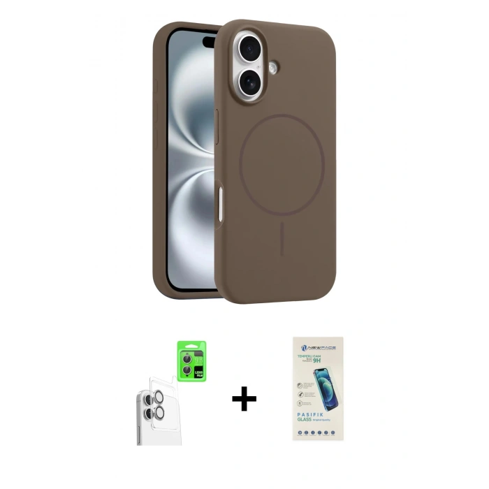 MARSİLYAN™- iPhone 16 Plus Kılıf Yankı Form Serisi - Şeffaf Pasifik Cam Ekran Koruyucu + Raze Metal Kamera Lens - BZ