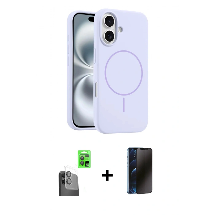MARSİLYAN™- iPhone 16 Plus Kılıf Yankı Form Serisi - Siyah 3D Antistatik Hayalet Cam Ekran Koruyucu + Siyah Raze Metal Kamera Lens