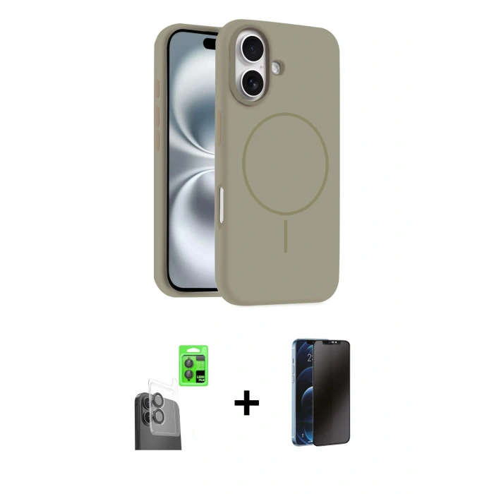 MARSİLYAN™- iPhone 16 Plus Kılıf Yankı Form Serisi - Siyah 3D Antistatik Hayalet Cam Ekran Koruyucu + Siyah Raze Metal Kamera Lens