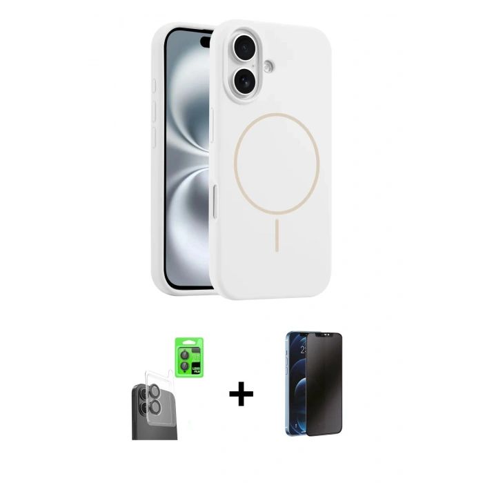 MARSİLYAN™- iPhone 16 Plus Kılıf Yankı Form Serisi - Siyah 3D Antistatik Hayalet Cam Ekran Koruyucu + Siyah Raze Metal Kamera Lens