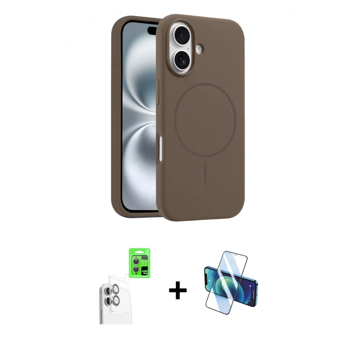 MARSİLYAN™- iPhone 16 Plus Kılıf Yankı Form Serisi - Siyah 3D Antistatik Seramik Nano Ekran Koruyucu + Raze Metal Kamera Lens - BZ