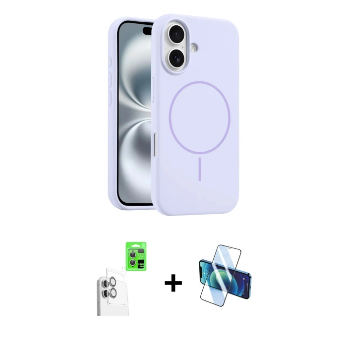 MARSİLYAN™- iPhone 16 Plus Kılıf Yankı Form Serisi - Siyah 3D Antistatik Seramik Nano Ekran Koruyucu + Raze Metal Kamera Lens - BZ