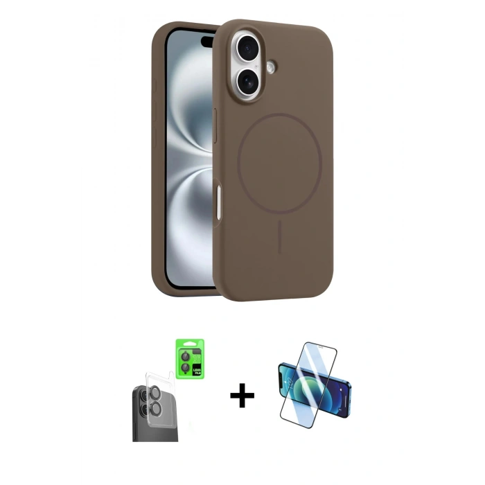MARSİLYAN™- iPhone 16 Plus Kılıf Yankı Form Serisi - Siyah 3D Antistatik Seramik Nano Ekran Koruyucu + Raze Metal Kamera Lens - SH