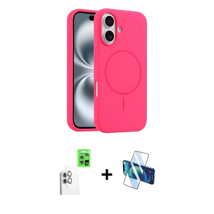 MARSİLYAN™- iPhone 16 Plus Kılıf Yankı Form Serisi - Siyah 3D Antistatik Seramik Nano Ekran Koruyucu + Raze Metal Kamera Lens - BZ