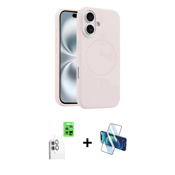 MARSİLYAN™- iPhone 16 Plus Kılıf Yankı Form Serisi - Siyah 3D Antistatik Seramik Nano Ekran Koruyucu + Raze Metal Kamera Lens - BZ