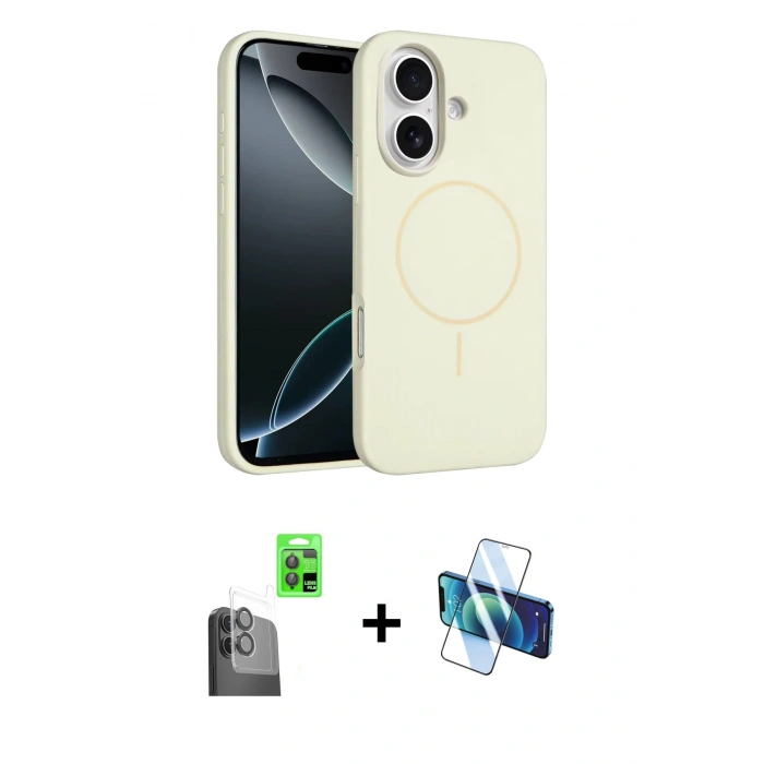 MARSİLYAN™- iPhone 16 Plus Kılıf Yankı Form Serisi - Siyah 3D Antistatik Seramik Nano Ekran Koruyucu + Raze Metal Kamera Lens - SH