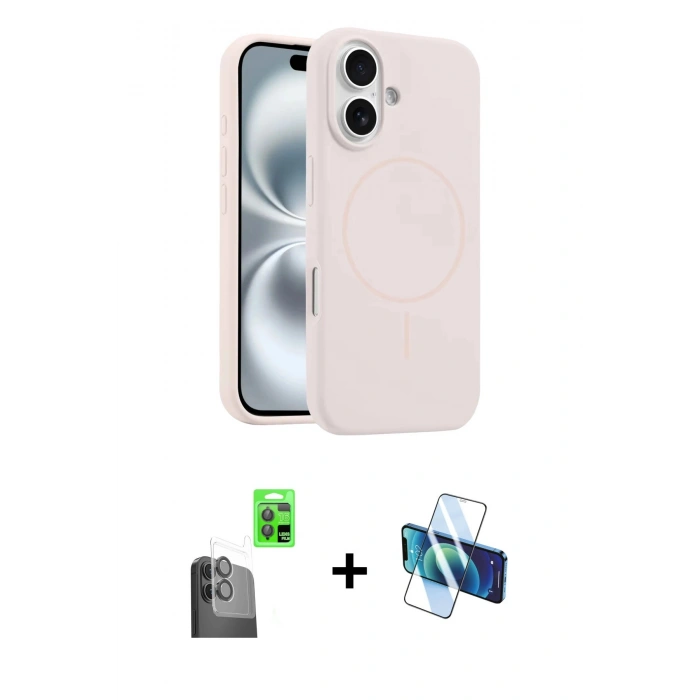 MARSİLYAN™- iPhone 16 Plus Kılıf Yankı Form Serisi - Siyah 3D Antistatik Seramik Nano Ekran Koruyucu + Raze Metal Kamera Lens - SH