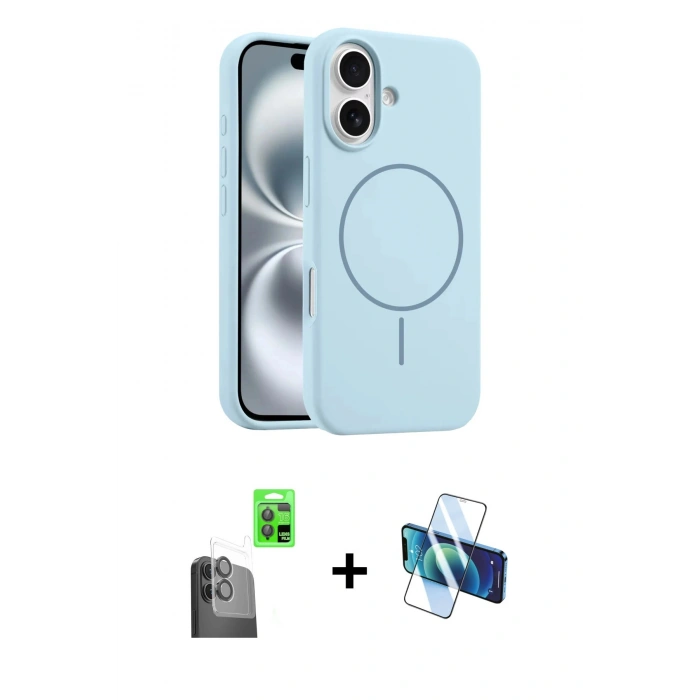 MARSİLYAN™- iPhone 16 Plus Kılıf Yankı Form Serisi - Siyah 3D Antistatik Seramik Nano Ekran Koruyucu + Raze Metal Kamera Lens - SH