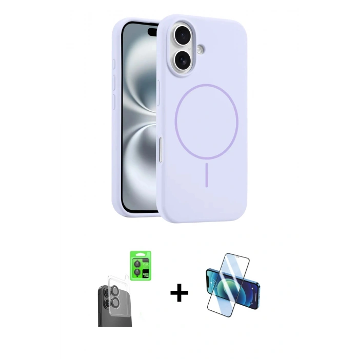 MARSİLYAN™- iPhone 16 Plus Kılıf Yankı Form Serisi - Siyah 3D Antistatik Seramik Nano Ekran Koruyucu + Raze Metal Kamera Lens - SH