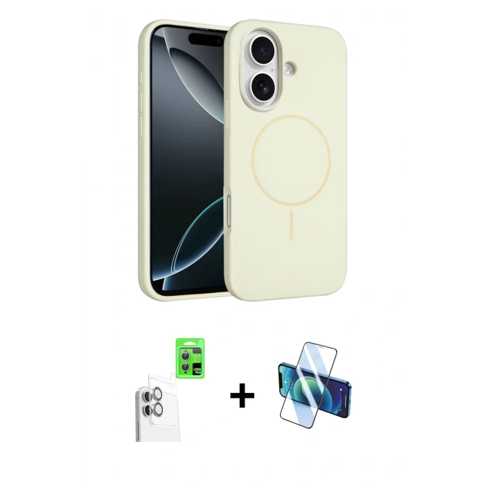 MARSİLYAN™- iPhone 16 Plus Kılıf Yankı Form Serisi - Siyah 3D Antistatik Seramik Nano Ekran Koruyucu + Raze Metal Kamera Lens - BZ