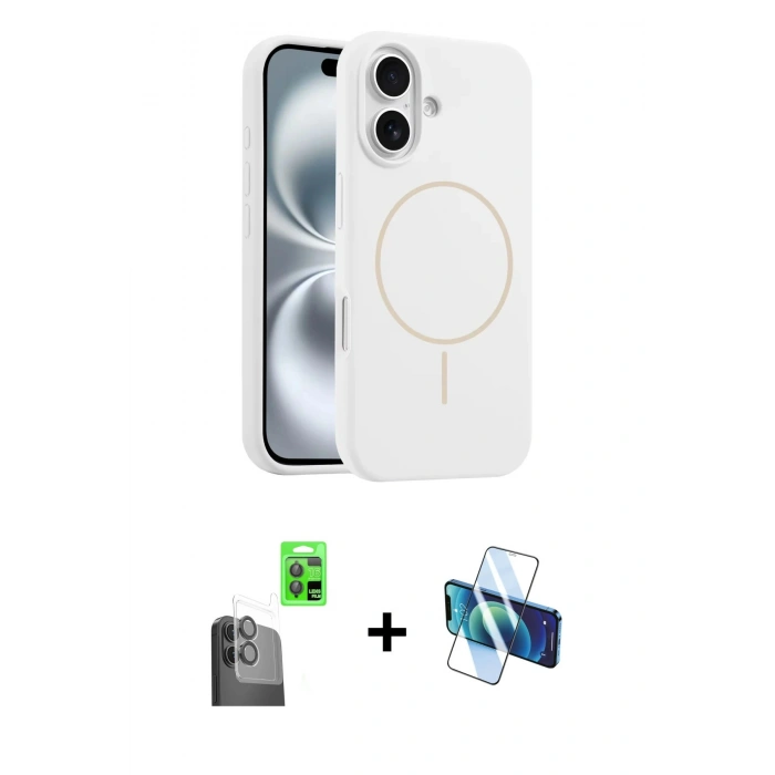 MARSİLYAN™- iPhone 16 Plus Kılıf Yankı Form Serisi - Siyah 3D Antistatik Seramik Nano Ekran Koruyucu + Raze Metal Kamera Lens - SH