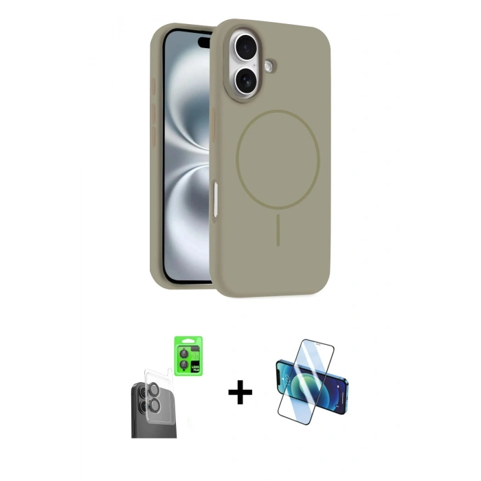 MARSİLYAN™- iPhone 16 Plus Kılıf Yankı Form Serisi - Siyah 3D Antistatik Seramik Nano Ekran Koruyucu + Raze Metal Kamera Lens - SH