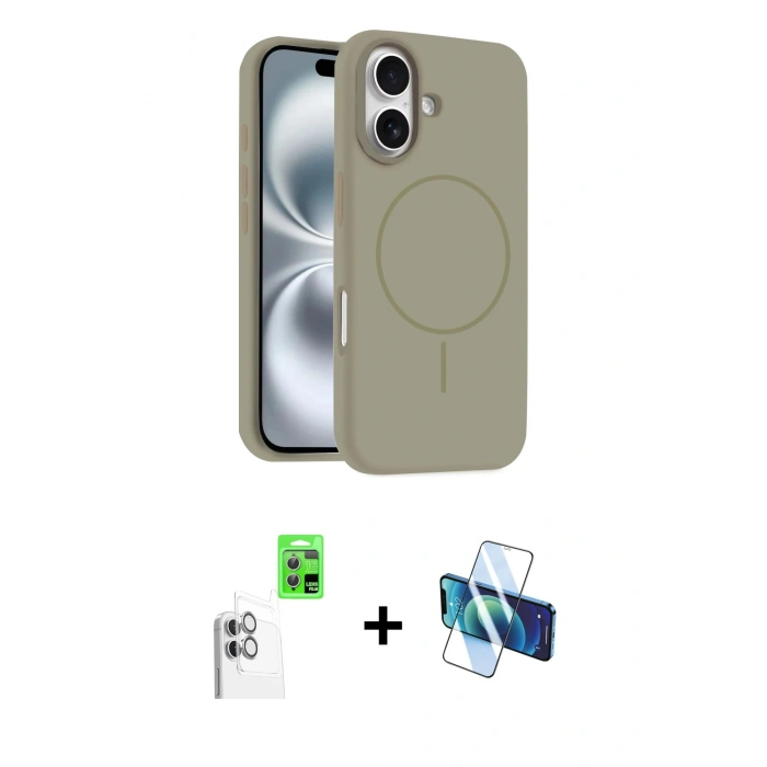 MARSİLYAN™- iPhone 16 Plus Kılıf Yankı Form Serisi - Siyah 3D Antistatik Seramik Nano Ekran Koruyucu + Raze Metal Kamera Lens - BZ